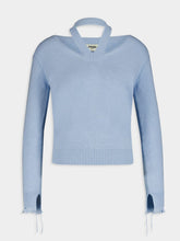 Fendi Light Blue Cut-Out Detail Cashmere Jumper