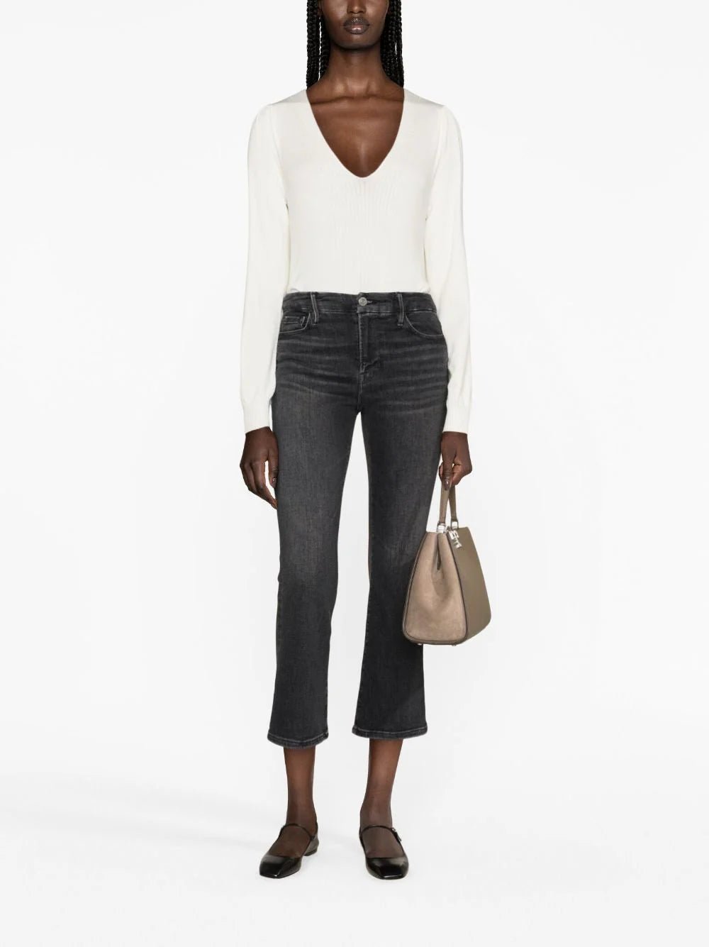 FrameLe Super High Cropped Cotton Jeans at Fashion Clinic