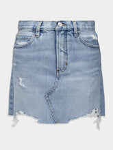 Frame Ripped High-Waisted Denim Skirt