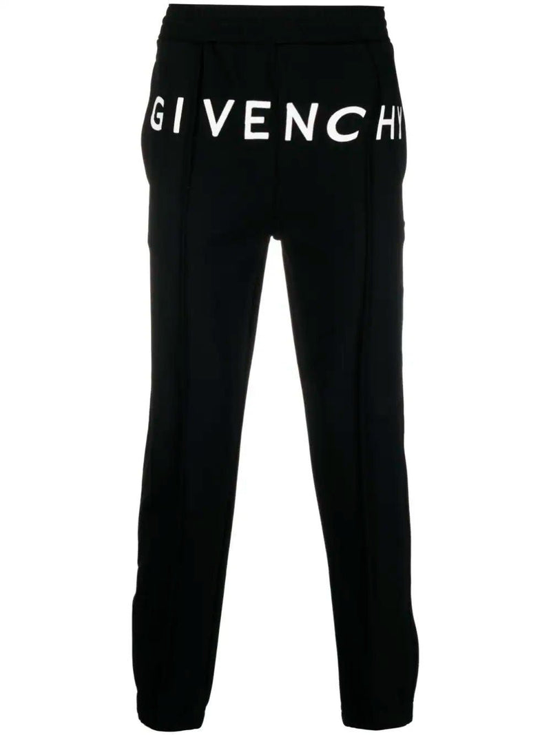 GIVENCHY 2250$ Black Leather Panelled Jogging Pants - Logo Detail, Zip  Pockets | eBay