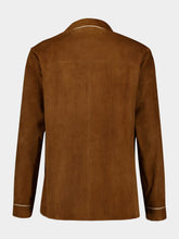 Gucci Double G Logo-Embroidered Suede Shirt Jacket