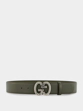 Gucci GG Green Buckle Leather Belt