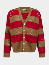 Gucci GG-Perforated Striped Wool Cardigan