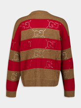 Gucci GG-Perforated Striped Wool Cardigan