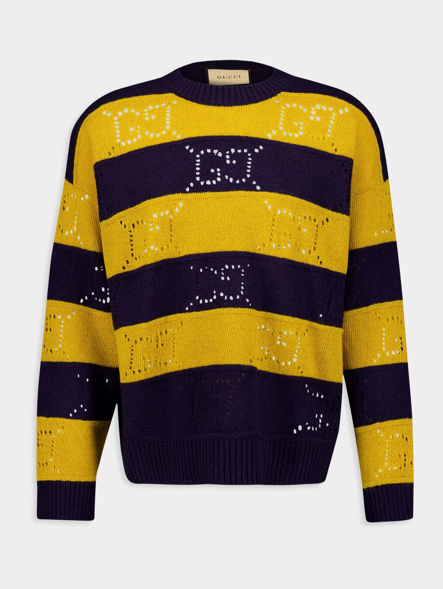Gucci GG-Perforated Striped Wool Jumper Fashion Clinic