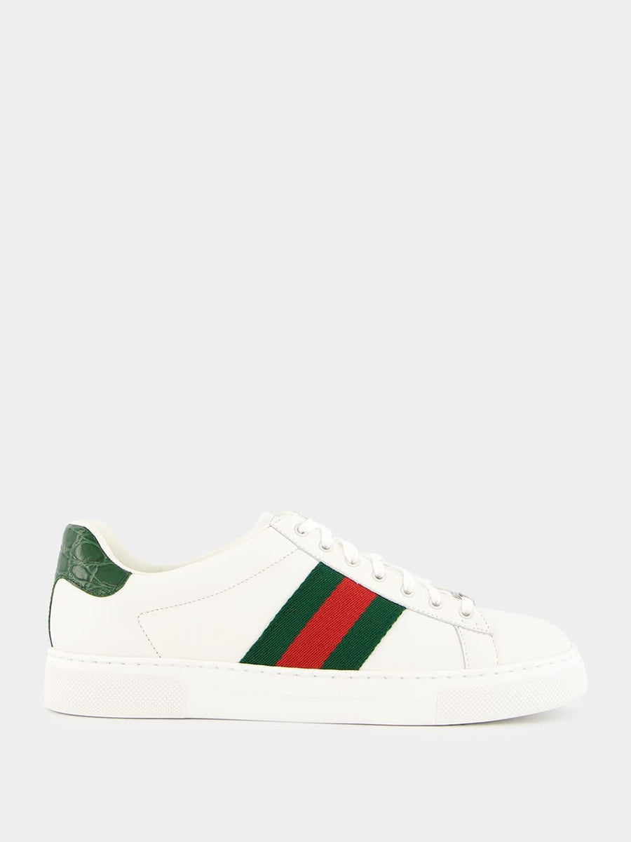 Gucci Green and Red Web Ace Sneakers | Fashion Clinic display picture 1