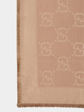 Gucci GG Jacquard Silk-Wool Camel Shawl