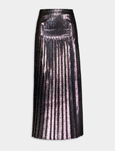 Gucci Metallic Pleated Silk Crêpe Midi Skirt
