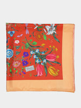 Gucci Orange Flora Print Silk Carré