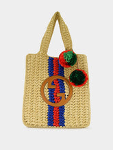 Gucci Raffia Tote Bag With Round Interlocking G