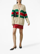 Gucci Web Stripe Cable-Knit Cardigan