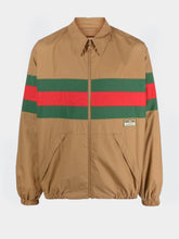 Gucci Web-Stripe Zip-Up Cotton Shirt Jacket