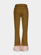 La DoubleJ Feather-Trim Cropped Trousers