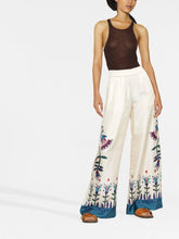 La DoubleJ Floral-Placement Palazzo Silk Pants