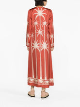 La DoubleJ Palm Tree-Print Silk Maxi Dress
