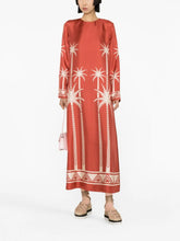 La DoubleJ Palm Tree-Print Silk Maxi Dress