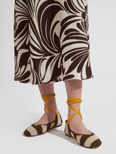 La DoubleJ Veneziana Striped Raffia Ballerina Shoes