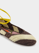 La DoubleJ Veneziana Striped Raffia Ballerina Shoes