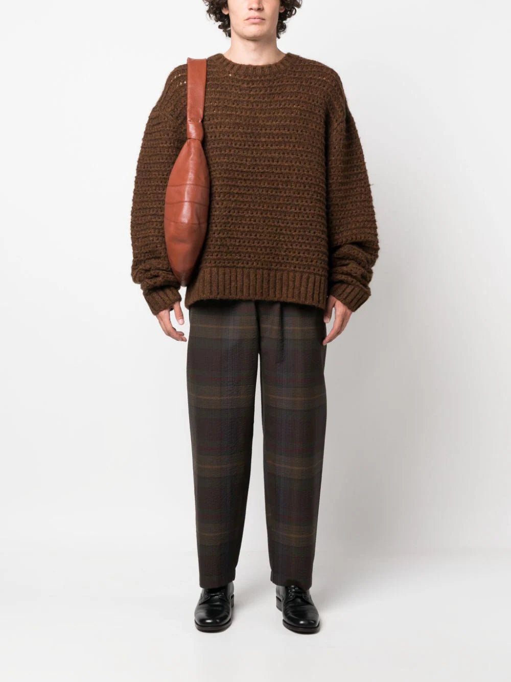 LemairePlaid-Check Tapered Wool Trousers at Fashion Clinic