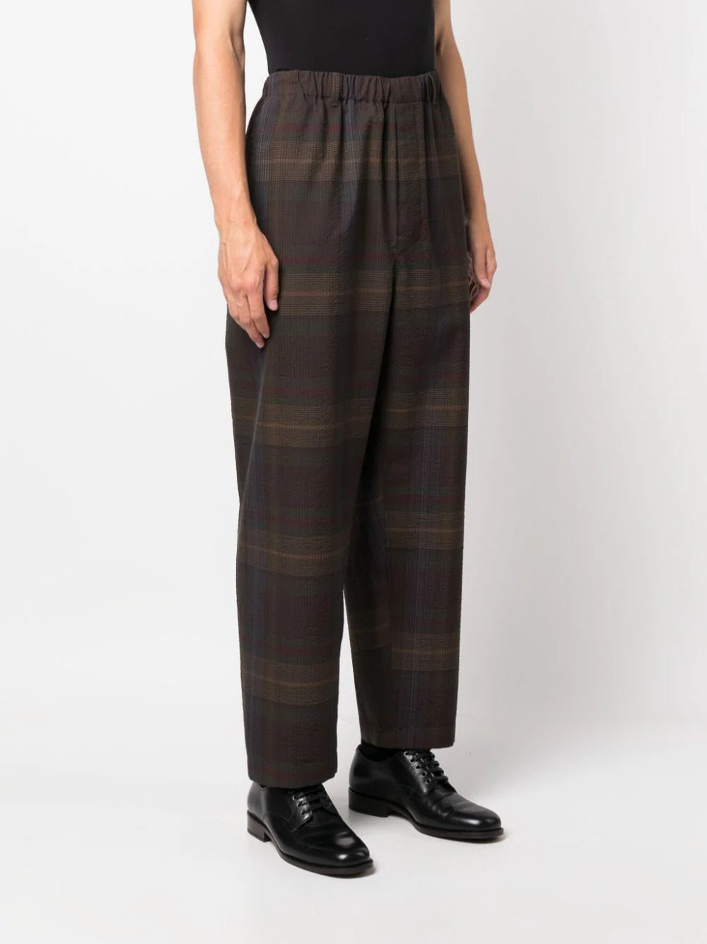 LemairePlaid-Check Tapered Wool Trousers at Fashion Clinic