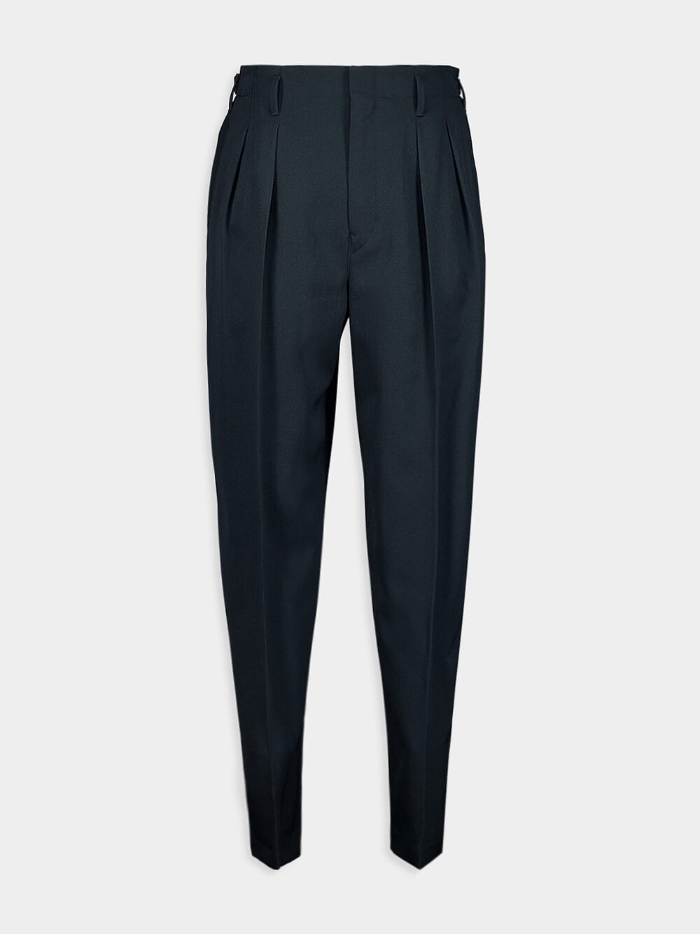 Brown Pleated wool-gabardine tapered trousers, Lemaire