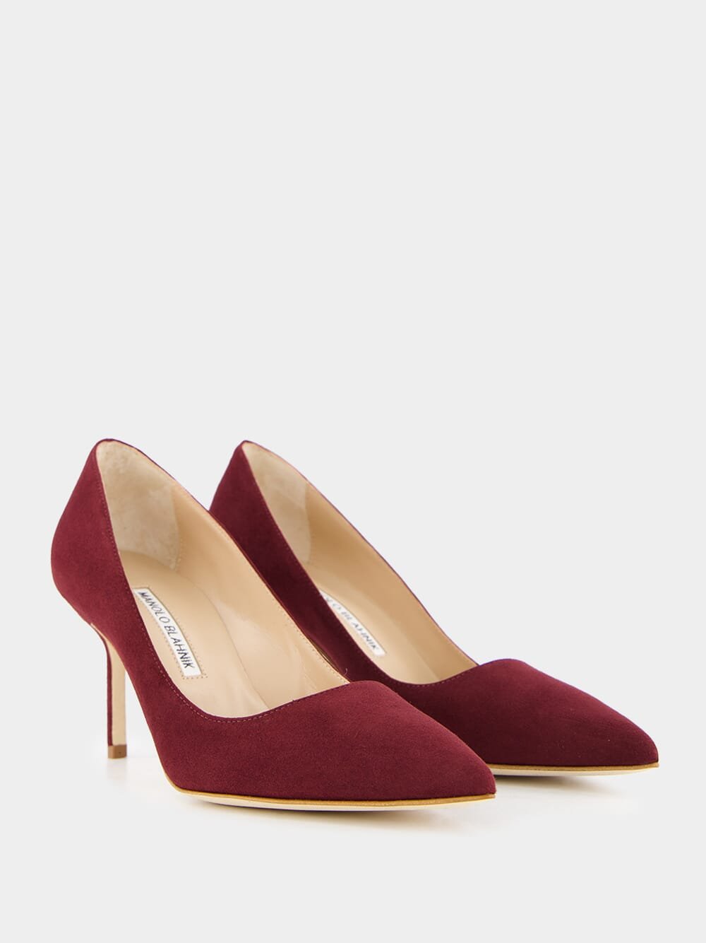 Manolo BlahnikBB 70 Red Suede Pointed Toe Pumps at Fashion Clinic