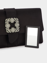 Manolo Blahnik Capri Satin Black Clutch