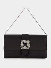 Manolo Blahnik Capri Satin Black Clutch