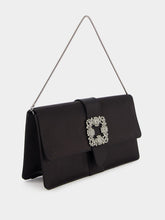 Manolo Blahnik Capri Satin Black Clutch