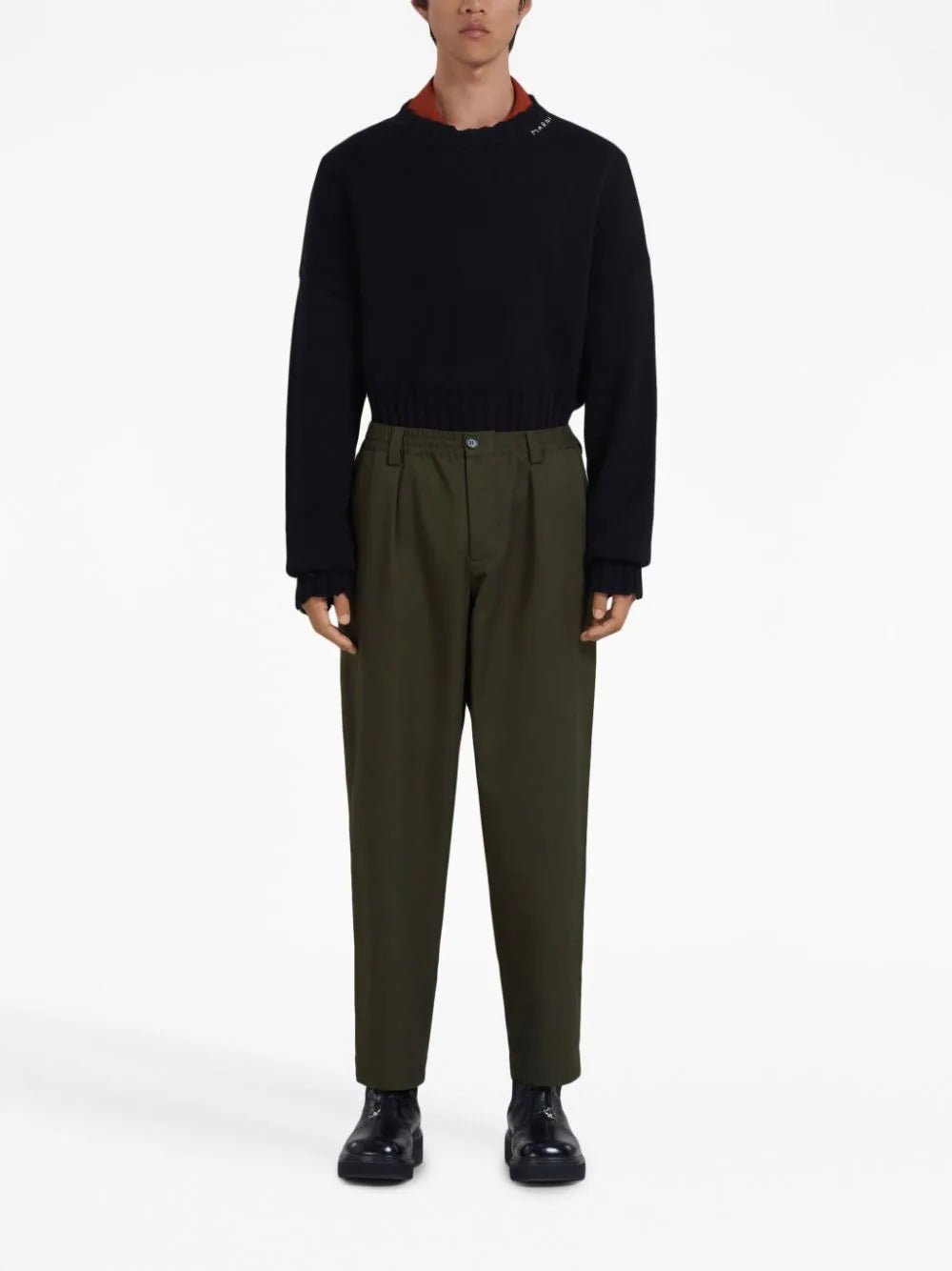 MarniMid-Rise Tapered-Leg Cotton Trousers at Fashion Clinic