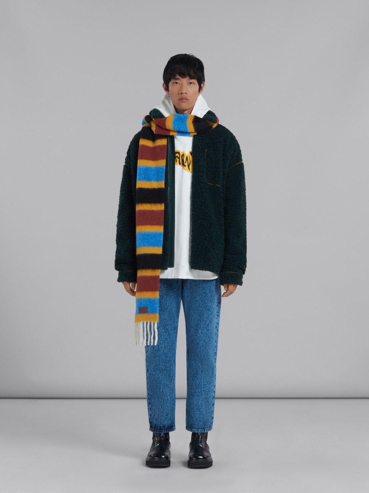 MarniStriped Brushed Alpaca Scarf at Fashion Clinic