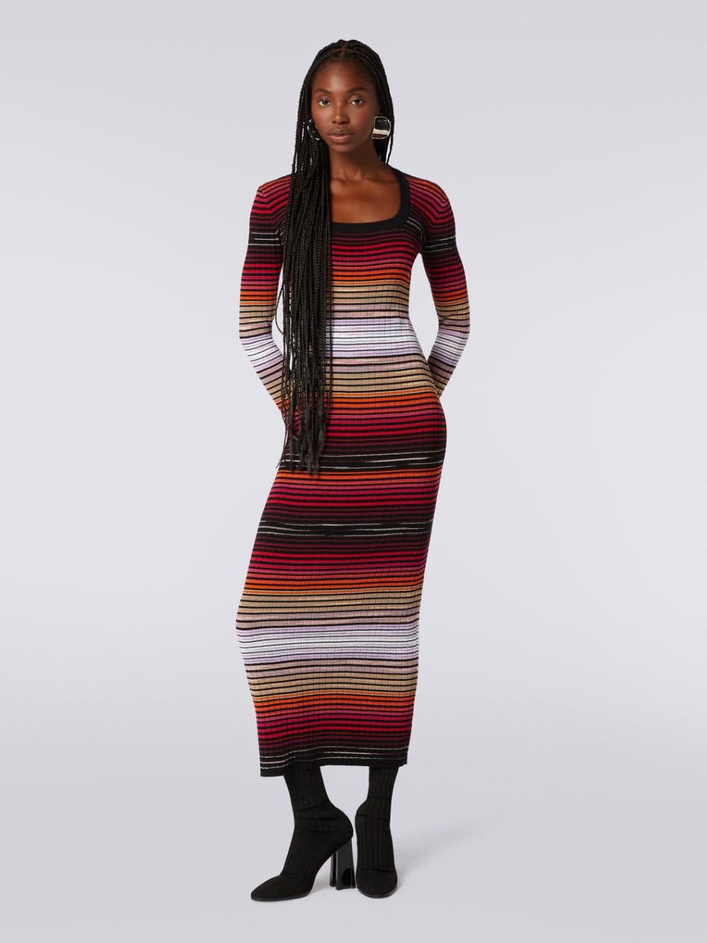 MissoniSquare Neckline Long Cotton Dress at Fashion Clinic