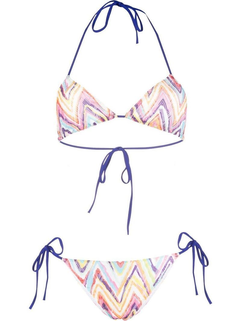 White Zigzag scoop-neck bikini, Missoni