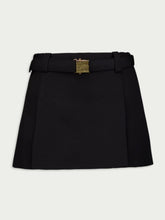 Miu Miu Logo-Plaque Virgin Wool-Blend Mini Skirt