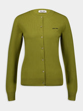 Miu Miu Slim-Fit Green Cashmere Knit Cardigan