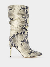 Paris Texas Python-Print Slouchy Leather Boots