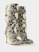 Paris Texas Python-Print Slouchy Leather Boots