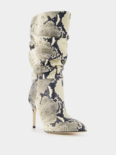Paris Texas Python-Print Slouchy Leather Boots