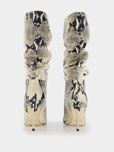 Paris Texas Python-Print Slouchy Leather Boots