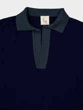 Paula Diane Blue Cashmere V-Neck Blouse