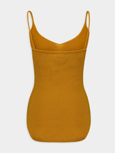 Paula Kali Mustard Spaghetti Strap Cashmere Top