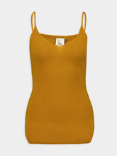 Paula Kali Mustard Spaghetti Strap Cashmere Top