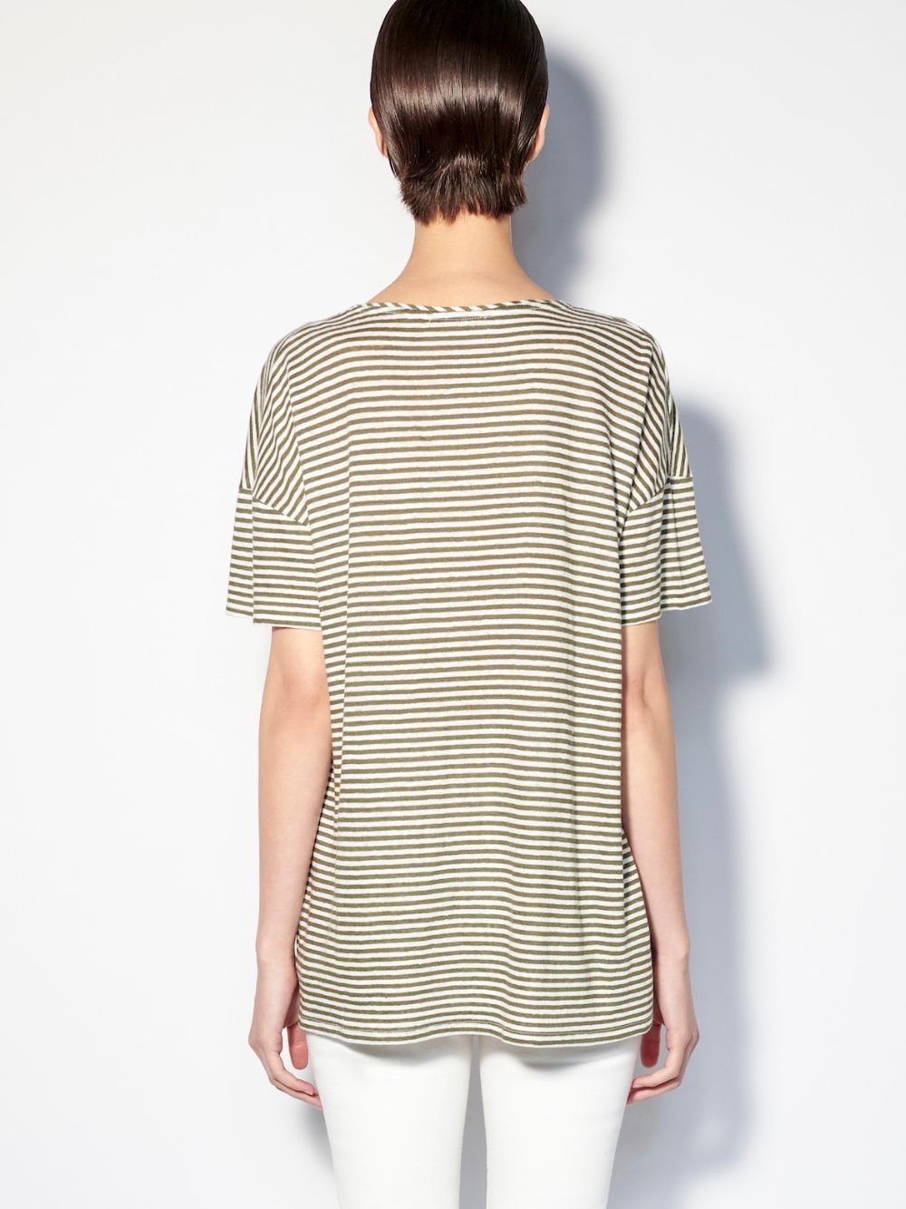 PaulaStriped Linen V-Neck T-Shirt at Fashion Clinic