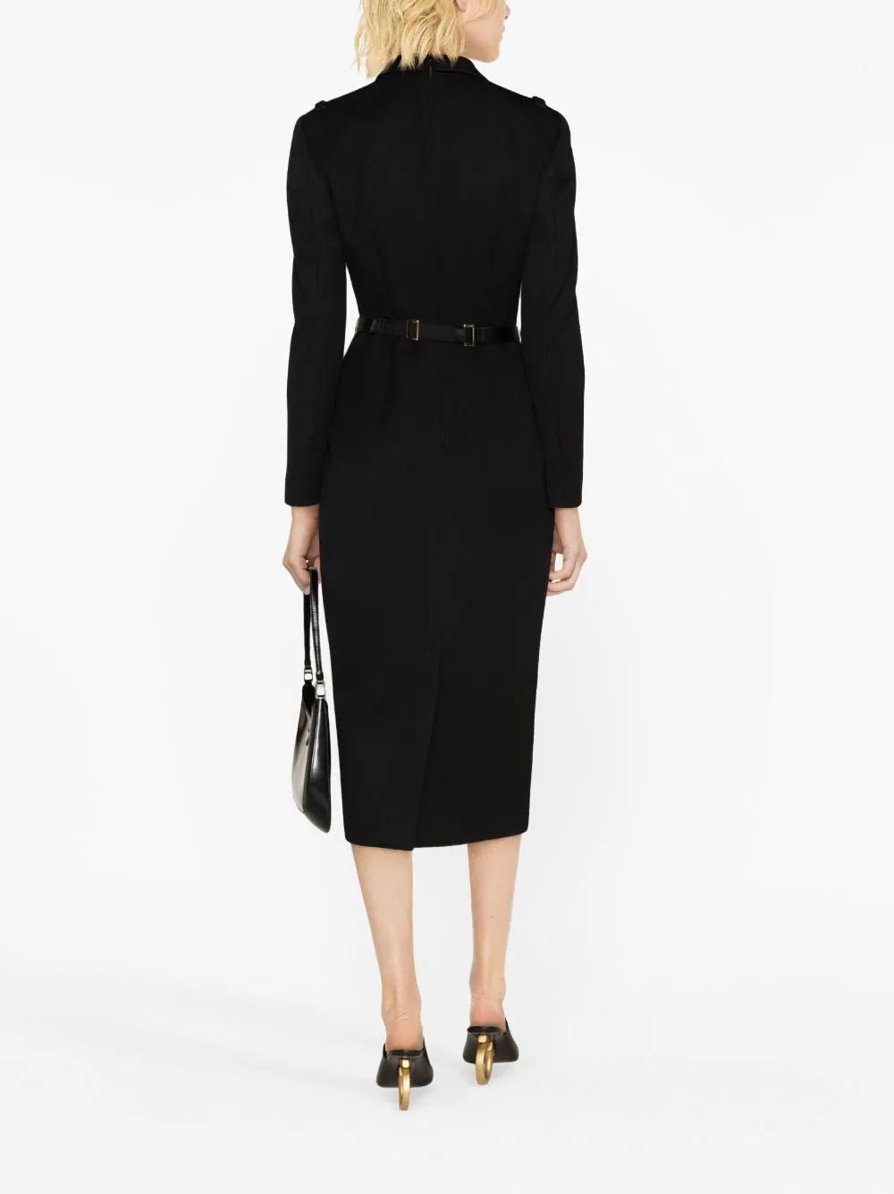 PradaBelted Wool-Blend Midi Dress at Fashion Clinic