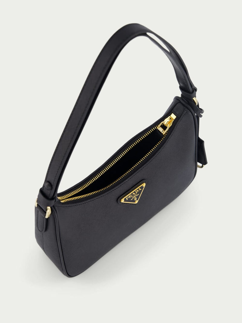 Prada Re-Edition 2005 Mini Bag Nylon Saffiano Leather Strap Black