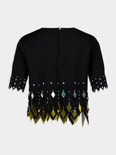 Rabanne Crop Top with Diamond-Shaped Laser Assembly