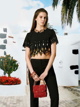 Rabanne Crop Top with Diamond-Shaped Laser Assembly