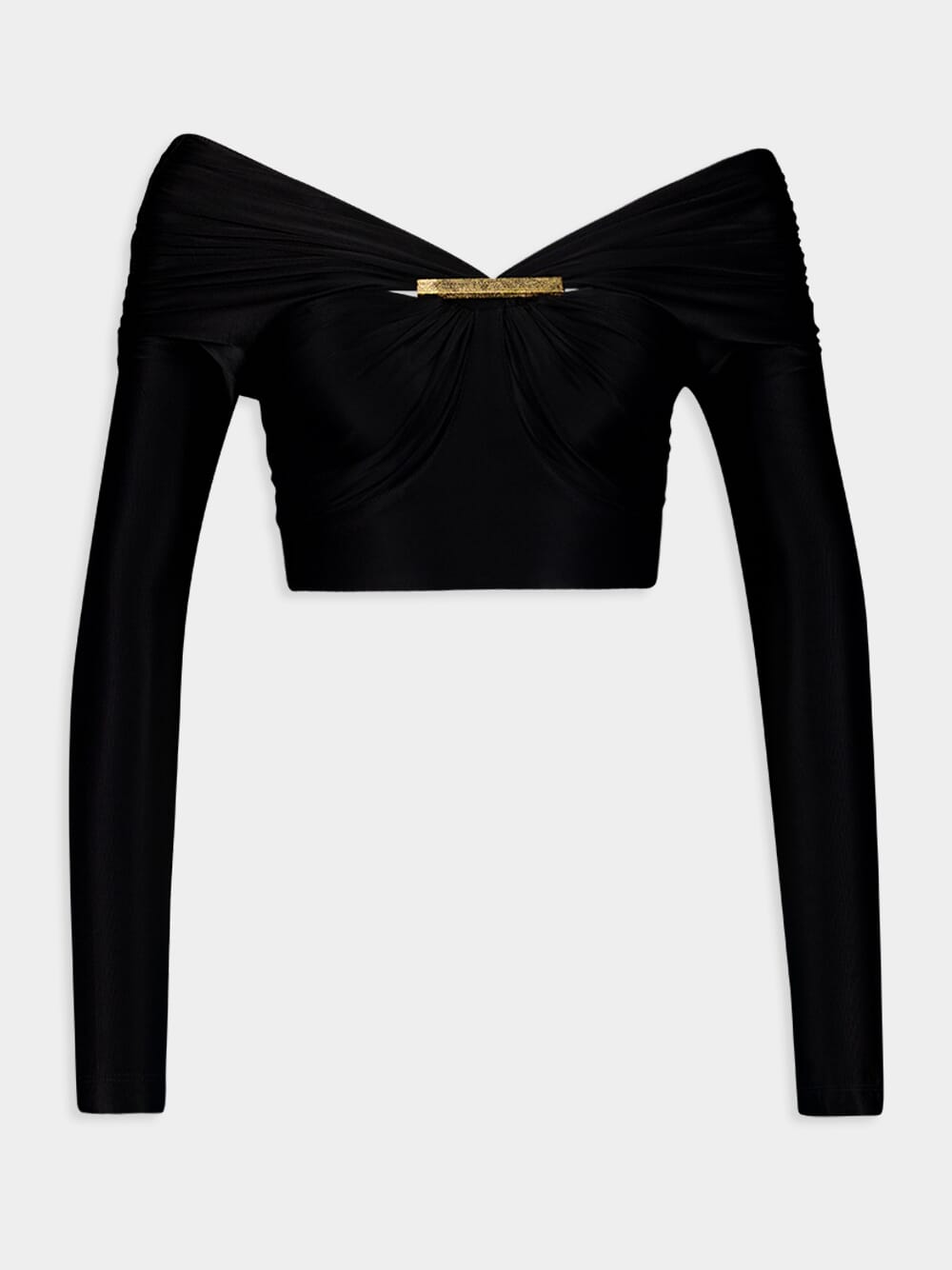 RabanneGold Metal Plate Cropped Top at Fashion Clinic