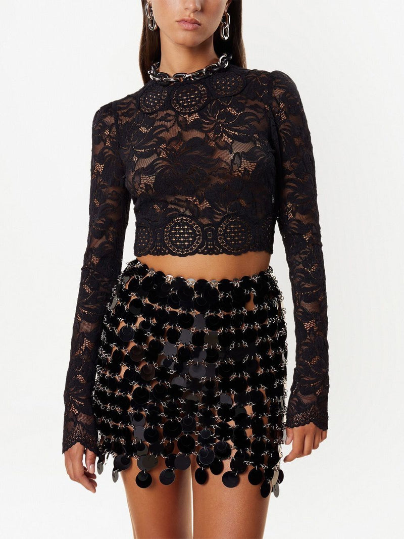 RABANNE Cropped lace top