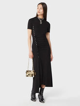 Rabanne Black Pleated Midi Dress